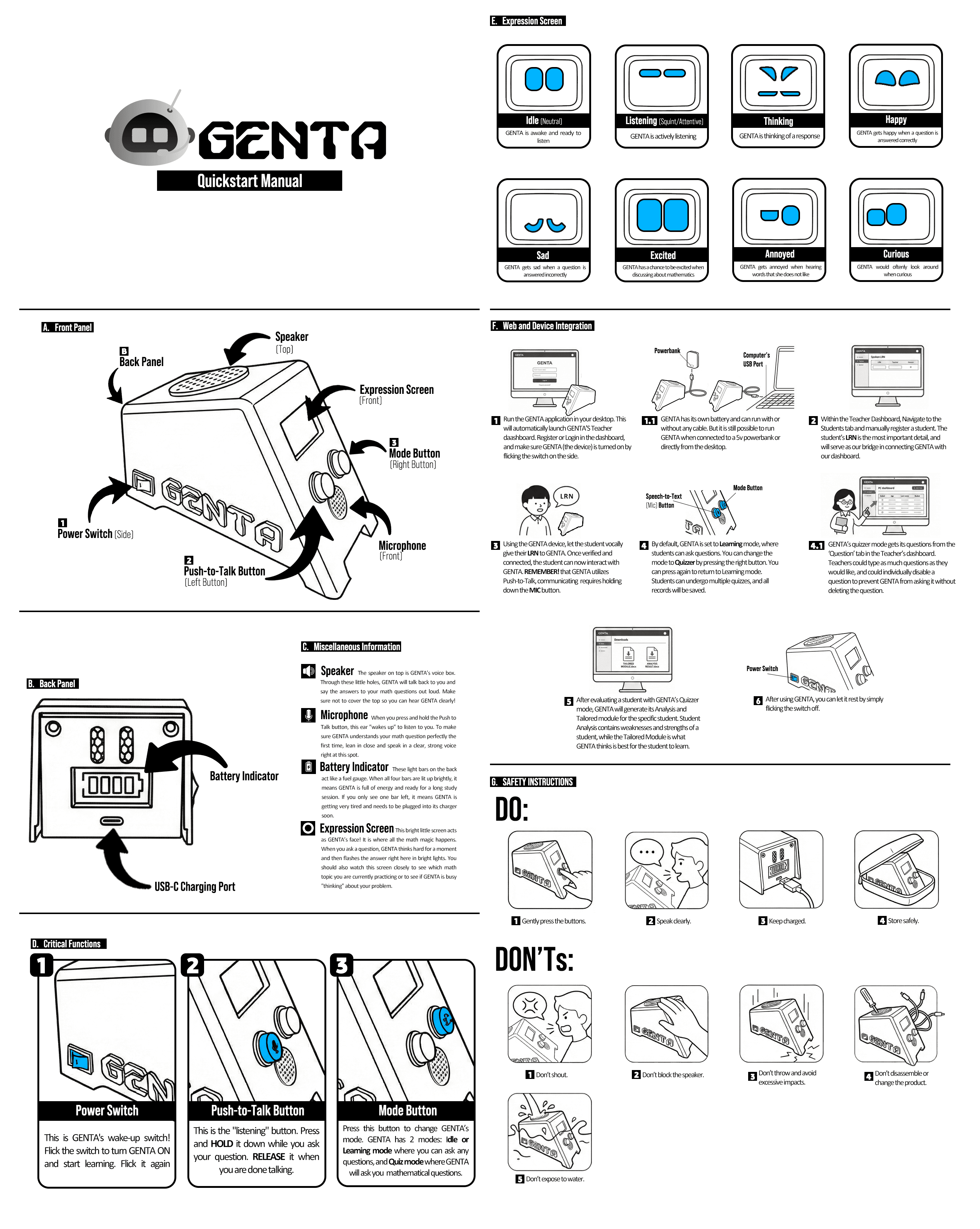 GENTA quickstart manual and enclosure sketch
